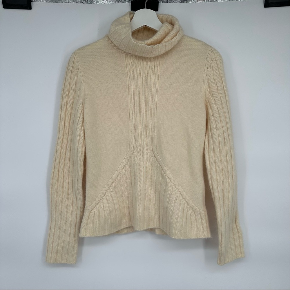 Jillian Jones Cream Lambs Wool Blend Turtleneck Sweater Small